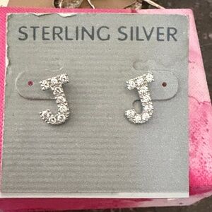 Sterling Silver 'J' Initial Earrings